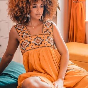 NWT Anthropologie Teofila Embroidered Swing Dress | Size L